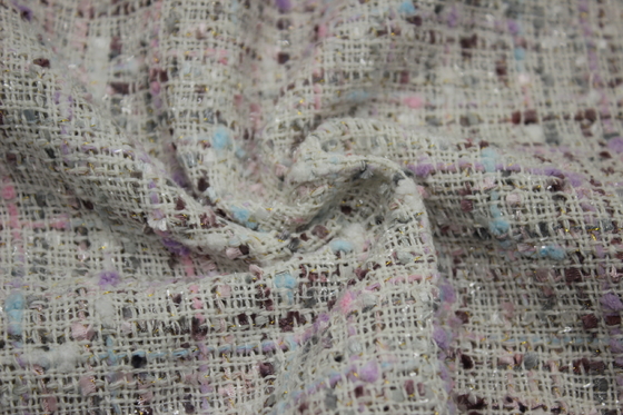 2024 New Factory Wholesale Spot Color Multi-coat  Tweed Woolen Polyester Fashion Decorative Fabric for Bag Women's Coat Clothing