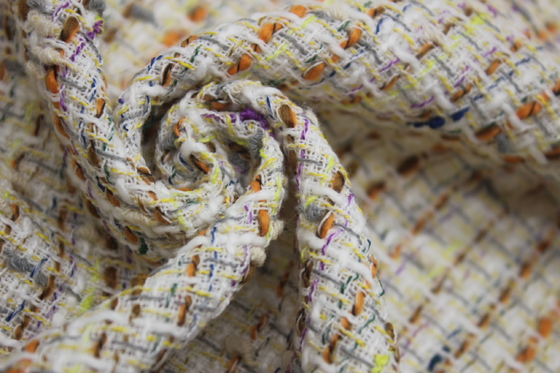 In Stock Wholesale of a Roll New Design 100 Polyester Tweed Fabric for Women's Coat Clothing in Autumn and Winter