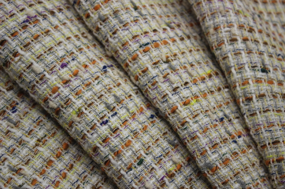 In Stock Wholesale of a Roll New Design 100 Polyester Tweed Fabric for Women's Coat Clothing in Autumn and Winter