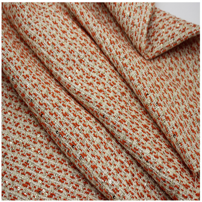 Stock a Roll Wholesale Luxury New Design 100 Polyester Yarn Dyed Tweed Fabric for Autumn and Winter Women's Coat Clothing