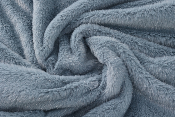 Recycled Soft 100 Polyester Fashion Fabric Silver Silk Plush Faux Fur Rabbit Ferret Fabrics for Women's Clothing Overcoat Bags Shoes