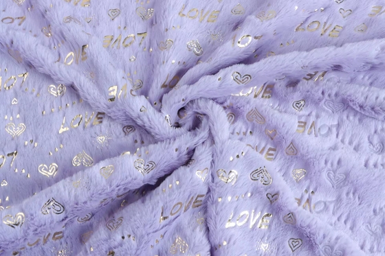 Super Soft Recycled 100 Polyester Hot Stamping Foil Bronzed Faux Fur Rabbit Fabric for Cushions Pillows Home Blanket