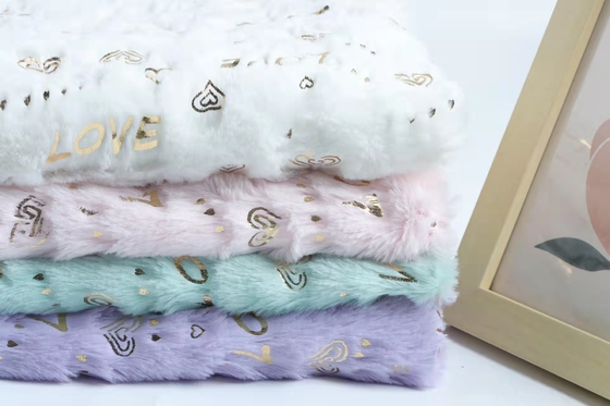 Super Soft Recycled 100 Polyester Hot Stamping Foil Bronzed Faux Fur Rabbit Fabric for Cushions Pillows Home Blanket