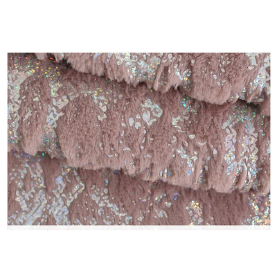 Recycled Factory Textile 100 Polyester Neon Hot Stamping Foil Bronzed Silver Faux Rabbit Fur Fabric for Pillows Home Blanket