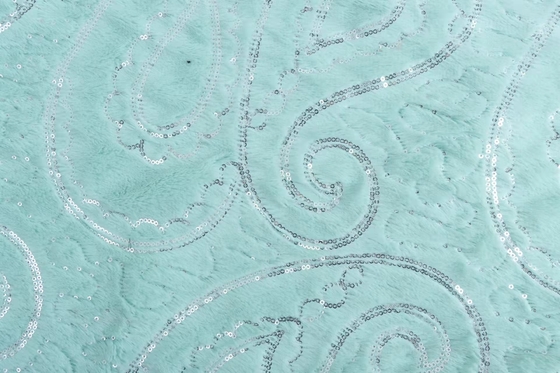 Recycled 100 Polyester Sequin Embroidered on Pv Velvet Fur Fabric for Womens Clothing Home Blanket