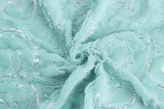 Recycled 100 Polyester Sequin Embroidered on Pv Velvet Fur Fabric for Womens Clothing Home Blanket