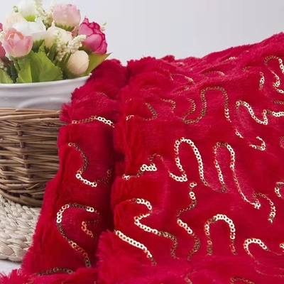 DDP Free Sample Textiles Best Design Reversible Gold Sequin Red/Pink/Grey Velvet Fabric Wholesale