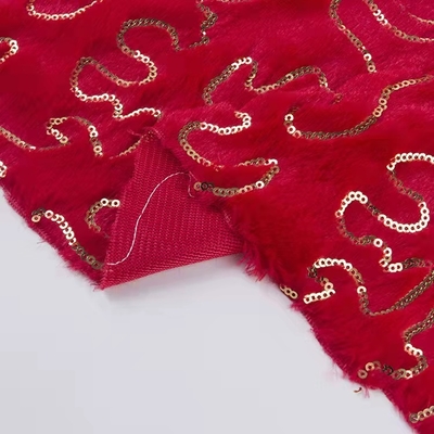 DDP Free Sample Textiles Best Design Reversible Gold Sequin Red/Pink/Grey Velvet Fabric Wholesale