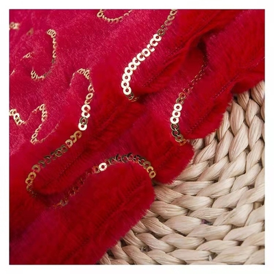 DDP Free Sample Textiles Best Design Reversible Gold Sequin Red/Pink/Grey Velvet Fabric Wholesale