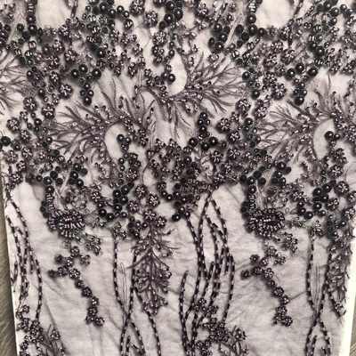 Easily Customizable Luxury 3D Flowers Beaded Embroidery Lace Fabric New Design Lace for Women's Clothing Dance  Dresses