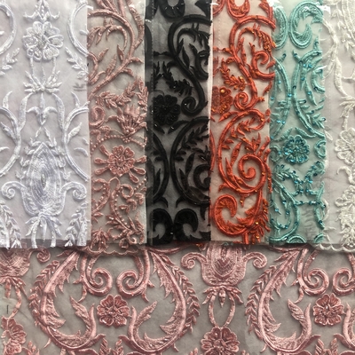 Easily Customizable Luxury 3D Flowers Beaded Embroidery Lace Fabric New Design Lace for Women's Clothing Dance  Dresses