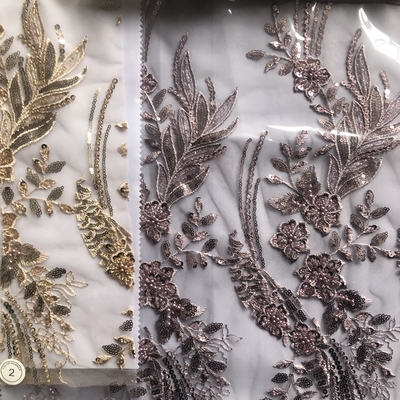 Easily Customizable Luxury 3D Flowers Beaded Embroidery Lace Fabric for Women's Clothing Dance  Dresses