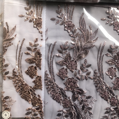 Easily Customizable Luxury 3D Flowers Beaded Embroidery Lace Fabric for Women's Clothing Dance  Dresses