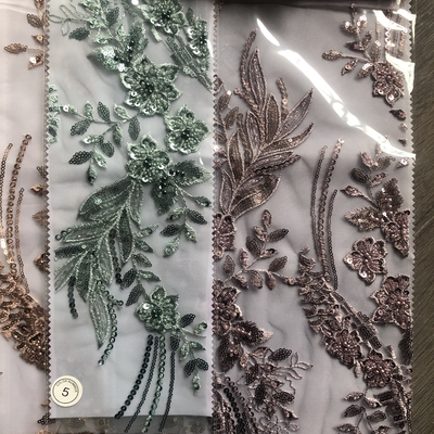 Easily Customizable Luxury 3D Flowers Beaded Embroidery Lace Fabric for Women's Clothing Dance  Dresses