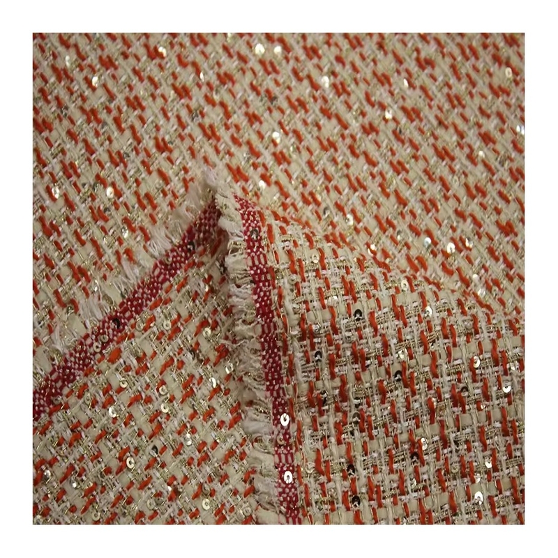 Stock a Roll Wholesale Luxury New Design 100 Polyester Yarn Dyed Tweed Fabric for Autumn and Winter Women's Coat Clothing