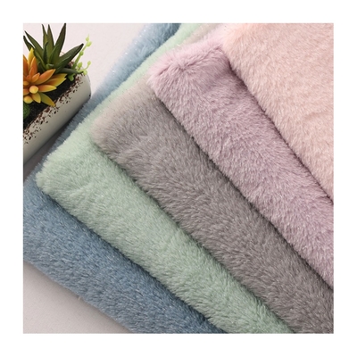 Recycled Soft 100 Polyester Fashion Fabric Silver Silk Plush Faux Fur Rabbit Ferret Fabrics for Women's Clothing Overcoat Bags Shoes