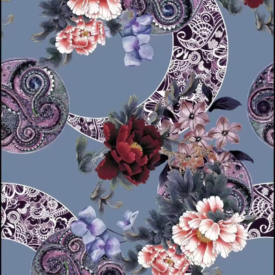 Recycled Customized Polyester Floral Digital Print Silky Satin Fabric for Women's Clothing Dresses Bags Curtain