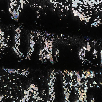 Recycled Factory Textile 100 Polyester Neon Hot Stamping Foil Bronzed Silver Faux Rabbit Fur Fabric for Pillows Home Blanket