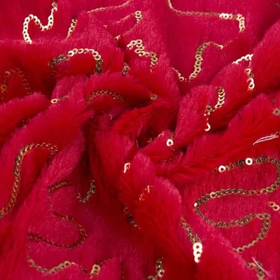 DDP Free Sample Textiles Best Design Reversible Gold Sequin Red/Pink/Grey Velvet Fabric Wholesale